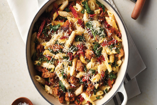 Creamy Kale and Chicken Sausage Pasta