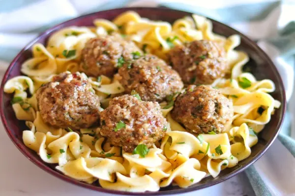 Italian Meatballs on Parmesan Noodles
