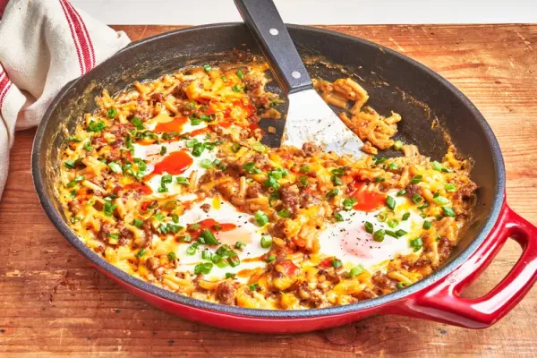One Pan Breakfast Skillet Mac and Cheese