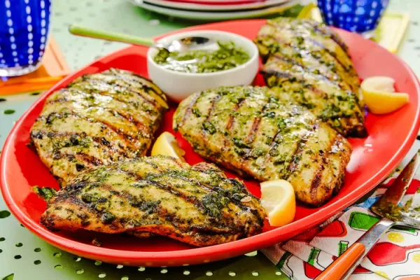 Garlicky Grilled Pesto Chicken