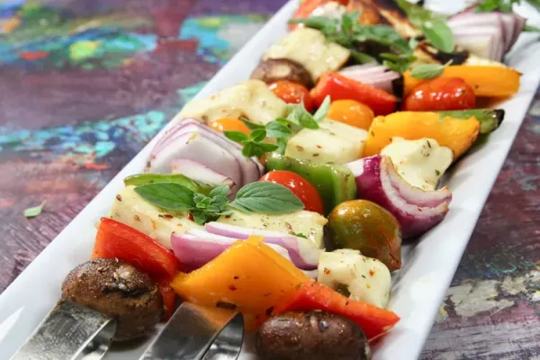 Halloumi and Vegetable Skewers