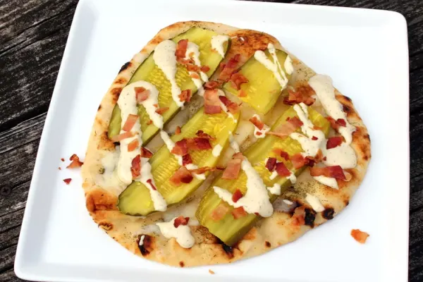 Bacon Dill Pickle Pizzas