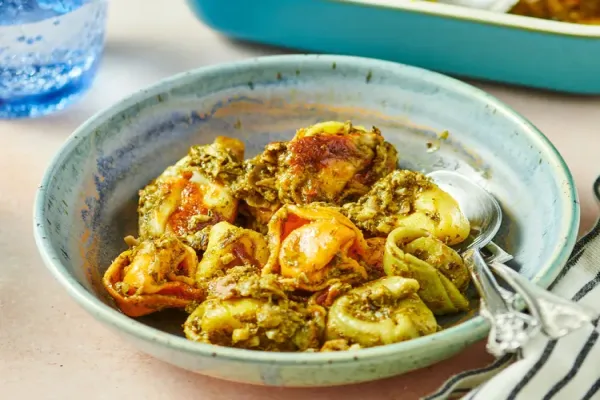 4 Ingredient Pesto Tortellini Bake