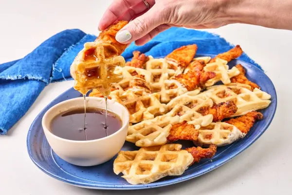 3-Ingredient Chicken and Waffle Bites