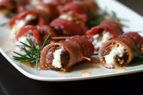 Bacon Wrapped Dates with Goat Cheese